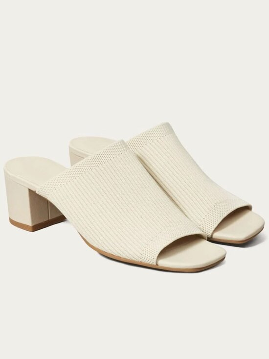 Everlane The Glove ReKnit Squared Open-Toe Slip-On Mule (Bone)
